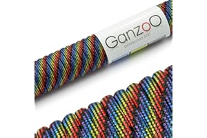 ‎GANZOO Ganzoo Paracord 550 Seil, Nylon-Polyester, 4mm, Typ 3, 30 Meter, 7 Kernstränge, Outdoor-Schnur, Allzweck-Seil, Hundehalsband, Hundeleine, Armband knüpfen, Camping, Survival