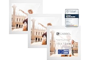 CABBEL portarretratos (3 unidades) 15x15 cm Marco de madera MDF en blanco | con cristal Plexi inastillable/Moderno