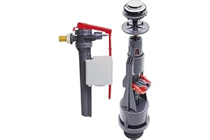 Wirquin 10723887 Chasse d'eau wc complète mécanisme wc simple chasse Aquacontrol & robinet flotteur à alimentation latérale Jollyfill, gris