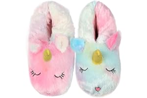 A2Z Kids Ladies Girls Womens Unicorn Slippers Soft Warm Plush 3D Animal Face Indoor Footwear Cute Pink Rainbow Cosy House Shoes Anti-Slip Sole Fun Gift Childrens UK Shoe Size 11 to 8 UK Adults