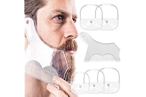SPEACOUR 6PCS Modèles de Style de Barbe Transparents avec Peigne a Barbe Homme Outil de Mise en Forme de Barbe 5 Tailles Modèle de Rasage de Barbiche Pratique pour Homme Tailler, Coiffer la Barbe