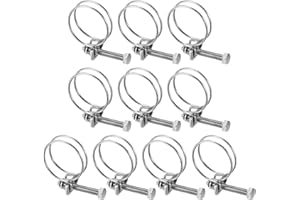 M METERXITY 10-Pack Double Wire Hose Clamp, 30-34mm 304 Stainless Steel Hose Clips Pipe Tube Clamps with M6 Bolt Adjustable for Dust Collection Hose/Pump/Rubber/PVC Pipe Connect [Silver]