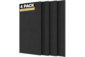 TONOR 4 Pack Duże Panele Akustyczne, 120x60x0,9cm Akustyczny Panel ścienny, Samoprzylepne Panele Dźwiękoszczelne, Dekoracyjne Panele ścienne do Absorpcji Echo do Domowego Studia, Czarny