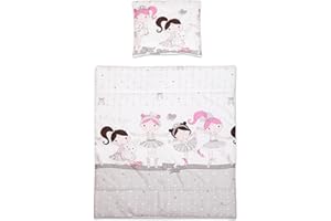 Baby Comfort 2 Piece Duvet Cover & Pillowcase 80x70 cm Set for Crib, Cradle or Pram (Grey Dancer)