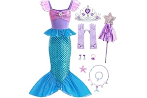 LiUiMiY Kostium syrenki dla dziewczynki, sukienka Arielle, sukienka księżniczki, na karnawał, Halloween, urodziny, imprezę