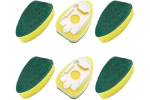 HAPPYUPCITY 6 piezas de recambio de varita de plato de repuesto para lavar el lavavajillas de las cabezas de esponja de varita cepillo almohadillas de cocina fregadero herramienta de limpieza para la sala de