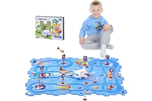 Puzzle Pista Macchinine Traccia Puzzle con Macchina Elettrico,Goomp Auto con Pista Puzzle per Bambini Divertenti Giocattoli da Costruzione Segue il Percorso per Bambini ai 3 4 5 6 7 8 Anni