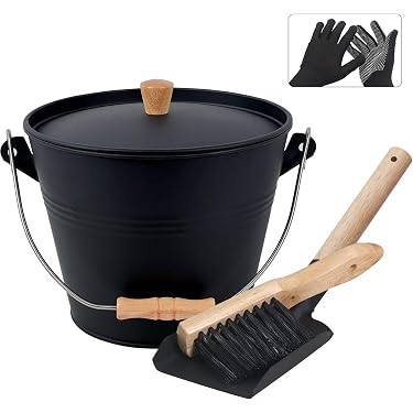 Secchio Per Cenere Relaxdays - 12 Litri, Con Coperchio, In Acciaio Nero Termoresistente