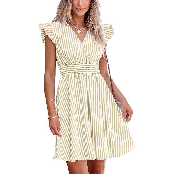 CUPSHE Damen Sommerkleid Mit V-Ausschnitt & Geometrischem Muster – ärmellos, A-Linie, Mini-Länge (Rot)