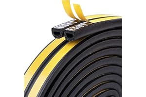 teeppo Self-Adhesive Sealing Tape for Doors Windows, Door Seal Foam Tape Rubber Sealing Strips for Blocking Cracks and Gaps Anti-Collision Cold-Wind and Noise (5 m, Black)