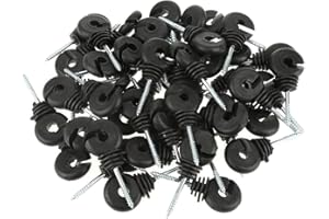 50pcs Isolateur Annulaire à Vis, Isolants de Clôture Electrique pour Protection Solaire de Poteau en Bois, Protection Contre la Pluie, Couleur Noire