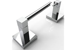 WZRUA Toilet Roll Holder Wall Mounted, Drilling Double Post Pivoting Roll Holder, Chrome SUS304 Stainless Steel Tissue Holder for Toilet(Square Base)