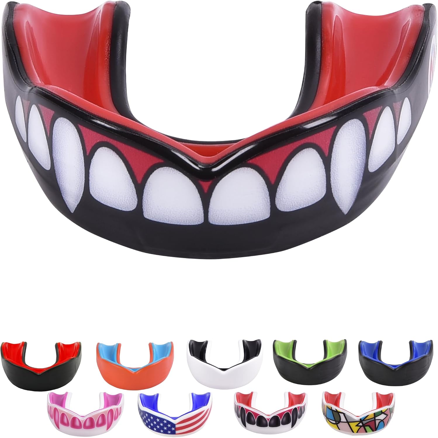 Oral Mart Vampiro colmillo Protector bucal con Estuche ventilado para Karate, Boxeo, Combate, Taekwondo