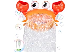 GIGILLI 2024 Aggiornato granchio bagno Bubble Maker, ricaricabile Bubble Machine giocattoli da bagno, soffiare bolle con canzoni per bambini,Arancione e giallo