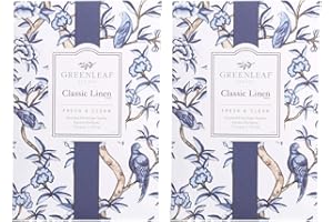 GREENLEAF - 2 pack of Classic Linen - Large Scented Sachet Bag, Drawer Fragrance Wardrobe Air Room Freshener for Living Room Bedroom Bathroom Laundry Basket Radiator or Car - Fresh & Clean