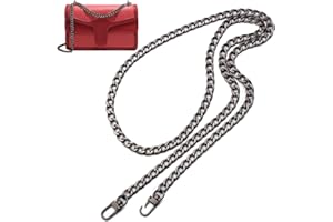 Anvin 120cm Flat Chain Strap DIY Iron Handbag Chains Replacement Purse Straps Shoulder Crossbody Wallet Chain with Metal Buckles for Belt Bag Clutch Pouches(Sturdy Big Chain Links Lightweight-Black)