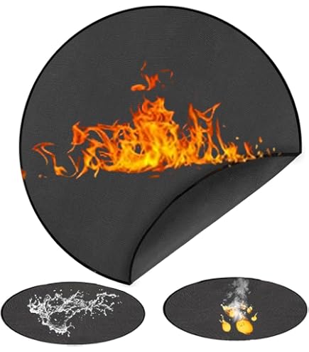 Tapis De Protection Sol Pour Barbecue – Rond Ignifuge – 120x120 Cm – Portable Pour Camping, Jardin