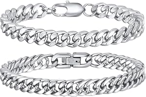 GAMTIC Armband Herren Jungs Edelstahl 2 Stücke- Herrenarmbänder Silber/Schwarz/Vergoldet Herren Armband Panzerkette 19/21/23 cm Geschenk für Ihn Mann Papa Sohn Freund Ehemann Bruder