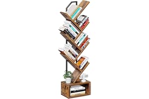 Coleshome Tree Bookshelf, 6-Tier Floor Standing Bookcase, Bookcases suitable for bedrooms and living rooms, Wooden bookshelves suitable for bedrooms and living rooms, Brown