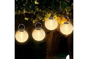 GAOUTO 4 lanterne solari per esterni, resistenti alle intemperie: 20 cm, lanterna LED impermeabile, luce bianca calda, lanterna da giardino, lanterna per giardino, terrazza