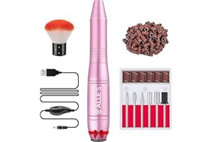 ALLE'S Torno para Uñas,6 en 1 Limas de Uñas Eléctrica, Velocidad Ajustable de 20,000 RPM,Pulidor de Uñas,Kit de Manicura y Pedicura,Torno de Uñas Portátil,Set de Manicura para DIY Salón,Christmas gifts(Rosa)