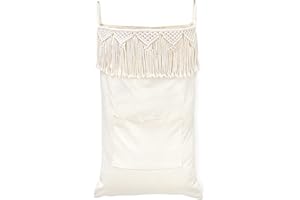 Mkono Macramé colgante bolsa de lavandería ahorro de espacio Bolsa de lavandería Boho con ganchos, organizador sobre la puerta para sostener ropa sucia, para baño, hogar, viajes, dormitorio