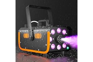 HAKUTA Máquina de humo a prueba de lluvia y salpicaduras, 500W máquina de niebla, 8 luces LED con 4 efectos de luz para fiestas,bodas,Halloween,escenarios,discoteca,DJ,Navidad
