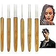 DELFINO Dreadlocks Crochet Hooks Set, with Bamboo Handle, Hair Weaving Needle Dreadlocks Interlock Needle Tool for Braid Craft, Dreadlocks, Gift to Friends, Lovers or Families who Have the Dreadlocks.