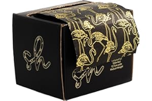 Simply Hair Luxury Extra Wide Embossed Hair Foil Roll with Built-in Cutter | 12.7cm x 100m Professional Hairdressing Foil for Highlighting & Balayage â€“ Flamingo Design, Black & Gold