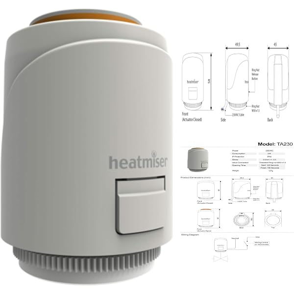 Heatmiser 230v Actuator Water Underfloor Heating M30 x 1.5 Works with The  NeoHub Gen 2 Giving You Interface Apple Home kit Alexa u0026 Google Home  Including Kudos Tradings Next Working Day Prime