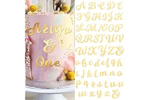 BETESSIN 54pz Topper Torta Alfabeto Lettere Decorazione per Torta Alfabeto in Acrilico A alla Z Nome per Decorazione Torta Cake Compleanno Nozze Matrimonio Oro (2 Set)
