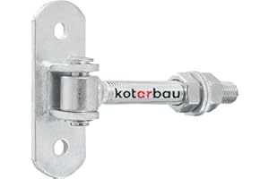 KOTARBAU Charnière de porte galvanisée Filetage M 16 mm Réglable avec plaque de fixation Charnière de portail réglable avec pince à ressort Charnières suspendues Argenté