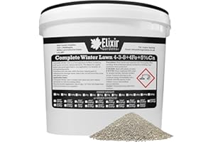 Elixir Gardens | COMPLETE WINTER LAWN Fertiliser Optimized For British Climate | Autumn and Winter Feed and Moss Treatment | 4-3-8 + 4Fe +Te | 1kg - 25kg Bags or Tubs | Treats 56sqm | 2kg Tub