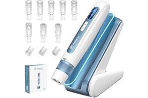 QUELLE Hydra.pen H5 Dermapen Profesional Pluma de Microagujas Inalámbrica con EMS Microcurrent, 6 Niveles con 8 Cartuchos de Repuesto, Derma-Pen Ajustable para el Cuidado de la Piel