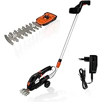 DELTAFOX Akku Grasschere Strauchschere Heckenschere Rasenschere Set mit Teleskopstiel und Räder - 3,6 V 1,5 Ah - Gras…