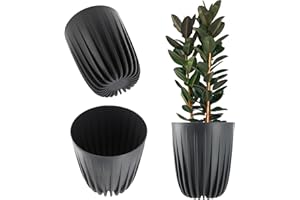 KADAX Doniczka z tworzywa sztucznego z naturalnych materiałów, nowoczesna donica na rośliny z geometrycznym wzorem, okrągła donica na kwiaty z wkładką, naturalna donica na kwiaty, wysoka donica (Ø 30