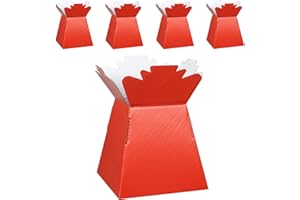 HOMESHOP3000 Flower Bouquet Boxes Florist Packaging Gift Craft Box Vase – Holder for Flowers, Bouquets, Plants, Sweets – Decoration for Wedding, Birthday, Anniversary, Floral Arrangement – Pack of 5 – Red