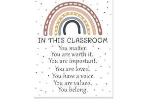 arricraft 1 Pc Boho Rainbow Classroom Decor Poster, In This Classroom Motivational Words Poster Bulletin Board Decoration for Nursery Teachers School Classroom Reading Rooms