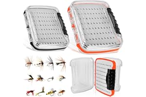HOMURY Lot de 2 Boîtes de Pêche à la Mouche, Double Face, Boîte à Cuillères, Couvercle à Mouches, Accessoires pour Pêche à la Mouche, Spinners