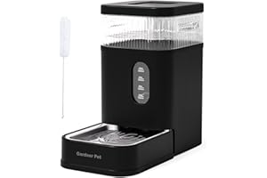 Gardner Pet distributore d'acqua automatico da 8,5L, abbeveratoio a gravità con ciotola in acciaio inossidabile, distributore di cibo per cani e gatti, BPA-free, senza elettricità, silenzioso