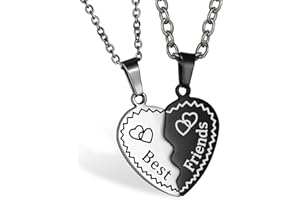 JewelryWe Gioielli Collana Amicizia da Uomo Donna Coppia con Ciondolo Cuore in Acciaio Inossidabile Best Friends Regalo Amici