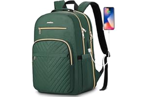 ‎YAMTION YAMTION Rucksack Damen,Schulrucksack Mädchen Teenager Schultasche Frauen 17.3 Zoll Laptop Rucksack mit USB und Laptopfach für Arbeit Büro Studium Schule Stadt Uni,Dunkelgrün