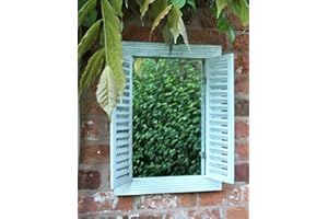 HH Home Hut Grey garden Mirror Shutter Outdoor Indoor Wooden Decorative Wall Feature Shutters