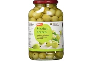 TEGUT… tegut... Stachelbeeren im Glas, säuerlich milden Geschmack, frische Note in jedem Gericht, wiederverschließbar, 680g (Abtropfgewicht - 360g)