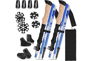 WILLONG Bastones Trekking, Bastones de Senderismo Ajustar la Longitud 115–135 cm,Palos Trekking Plegables, Bastones Marcha Nordica para Senderismo Alpinismo Trail Viaje