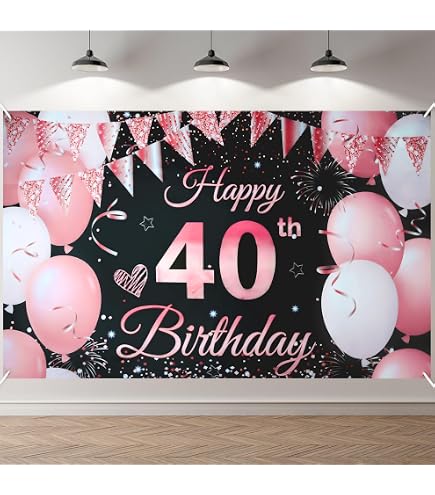 Sfondo per feste di buon compleanno in oro rosa Sfondo con glter rosa Donne – webackdrops
