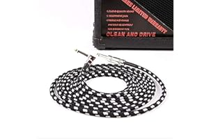 Voarge 3 m kabel instrumentalny 6,3 mm, ochrona przed hałasem, z wtyczką kątową i 1 standardowym gniazdem jack do gitary elektrycznej, gitary basowej, mandoliny elektrycznej, Pro Audio