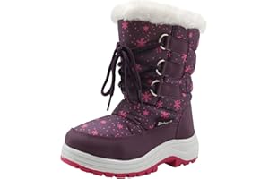 Apakowa garçons Filles Confortable Occasionnel Chaud Bouffé Zipper Neige Bottes Enfants Mid Calf Fourrure Douce Doublé Chaussures d'hiver pour Extérieur
