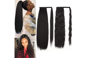 YEESHEDO Paquete de dos extensiones en forma de cola de caballo rizada,extensiones de cabello sintético para mujer (70cm, negro)