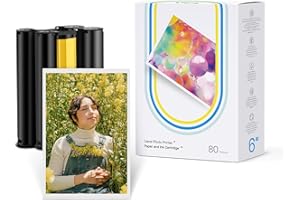 Liene Amber M100/M200 - Pacchetto di 80 Carta Fotografica & 2 Cartucce Inchiostro per Liene Stampante Fotografica10x15cm, Carta Foto Formato 4x6"